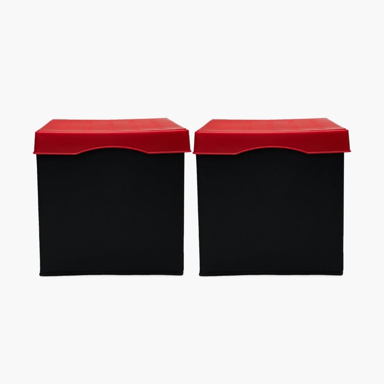 Sanderson Solid Square Sit-And-Store Collapsible Ottoman- Set Of 2 Pcs.