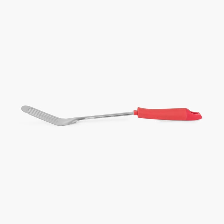 Elite-Magnus Solid Spatulas Stainless Steel - Slotted Turner - 37 cm x 7.5 cm - Red