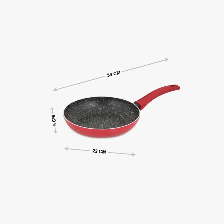 Elite Magnus Textured Frying Pan - Metal - Fry Pan - 39 cm x 22 cm x 5 cm - Red