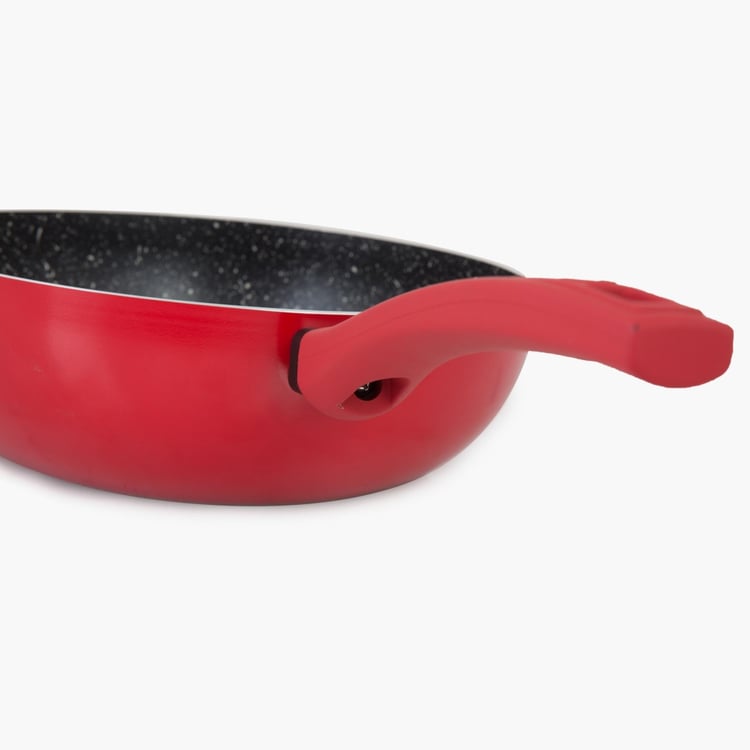 Elite Magnus Textured Frying Pan - Metal - Wok Pan With Lid - 44 cm x 24 cm x 8 cm - Red
