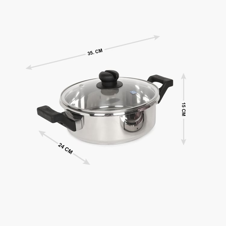 PRESTIGE Clip-On Stainless Steel Pressure Cooker With Glass Lid Accessory 3 L- Set Of 2 Pcs.