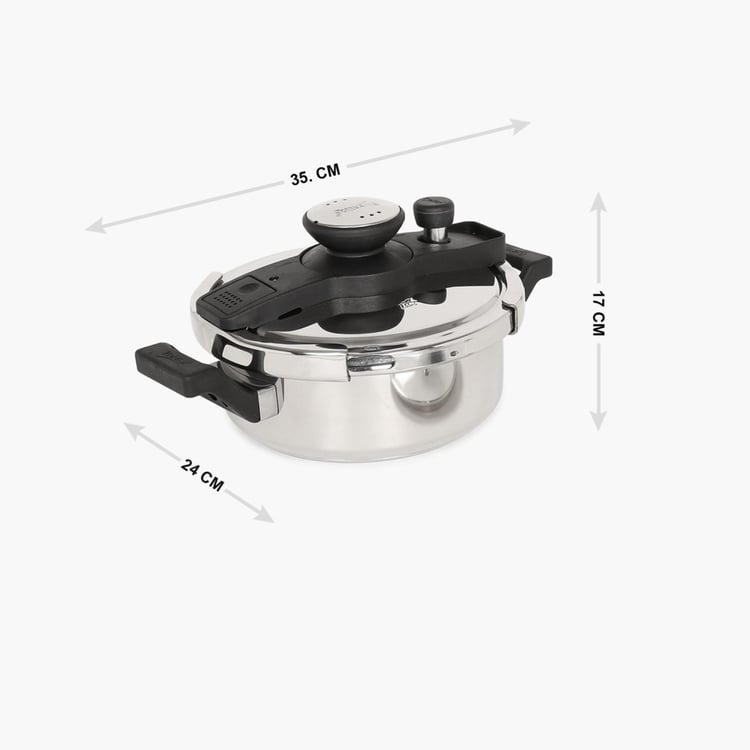 PRESTIGE Clip-On Stainless Steel Pressure Cooker With Glass Lid Accessory 3 L- Set Of 2 Pcs.