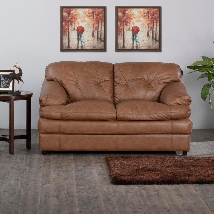 New Napster Half Leather 2-Seater Sofa - Brown