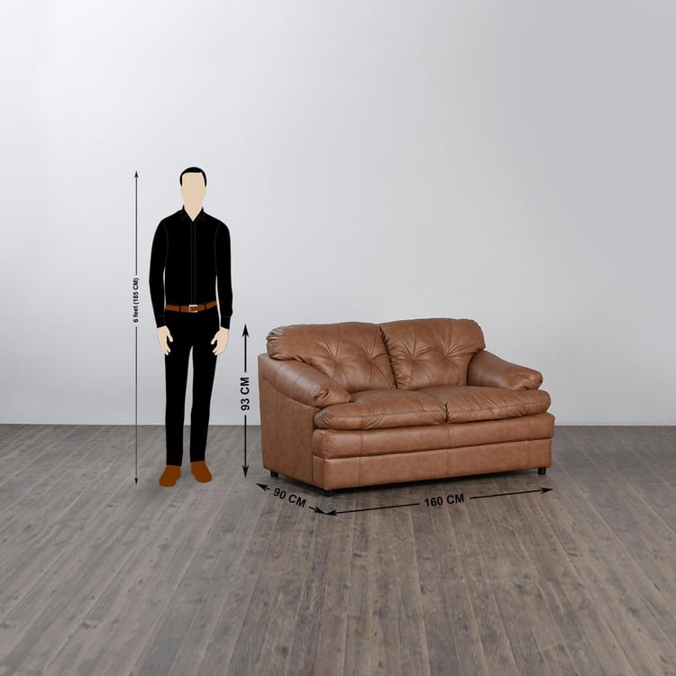 New Napster Half Leather 2-Seater Sofa - Brown