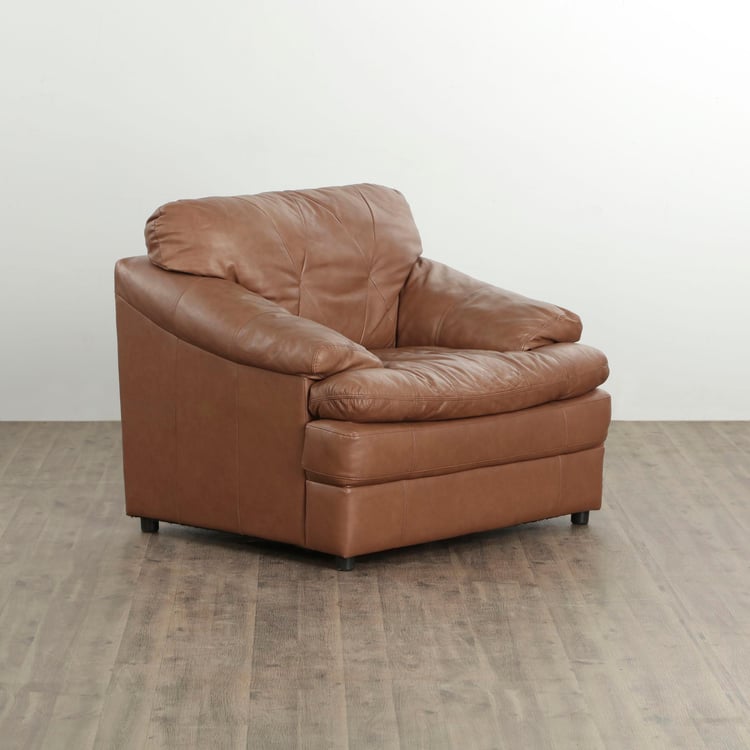 New Napster Half Leather 1-Seater Sofa - Brown