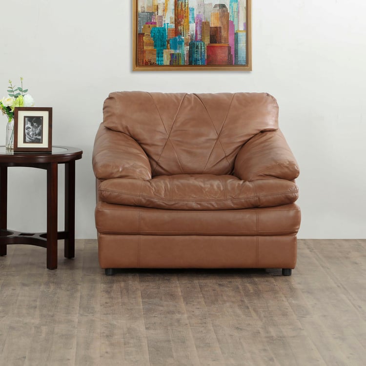 New Napster Half Leather 1-Seater Sofa - Brown