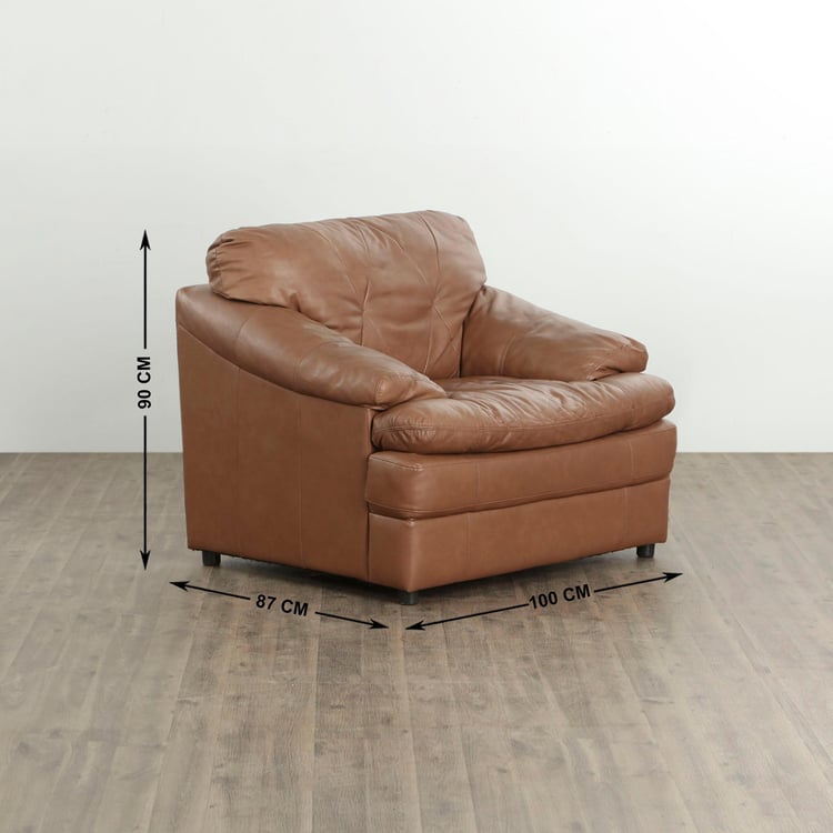 New Napster Half Leather 1-Seater Sofa - Brown