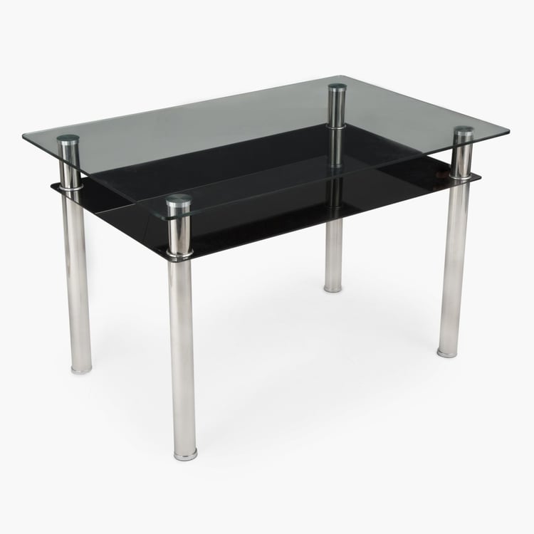 Floris Glass Top 4-Seater Dining Table - Black
