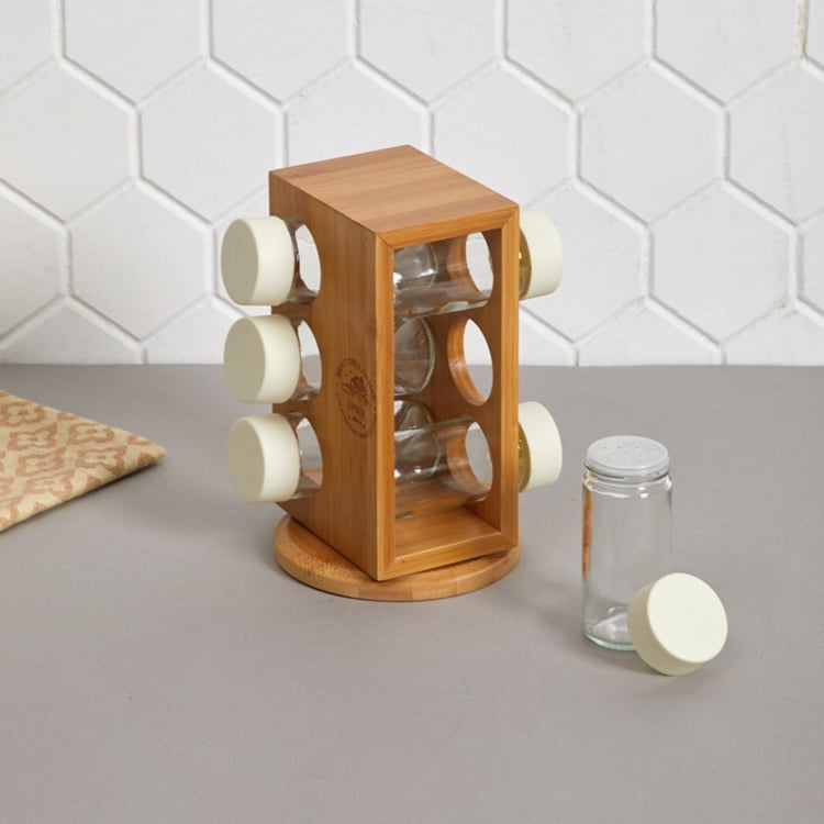 Mendo 7Pcs Bamboo Spice Rack Set
