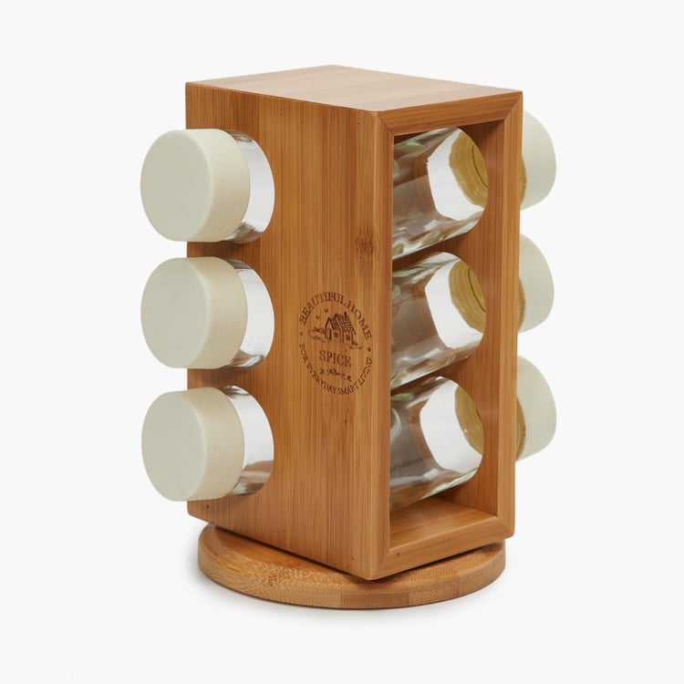 Mendo 7Pcs Bamboo Spice Rack Set