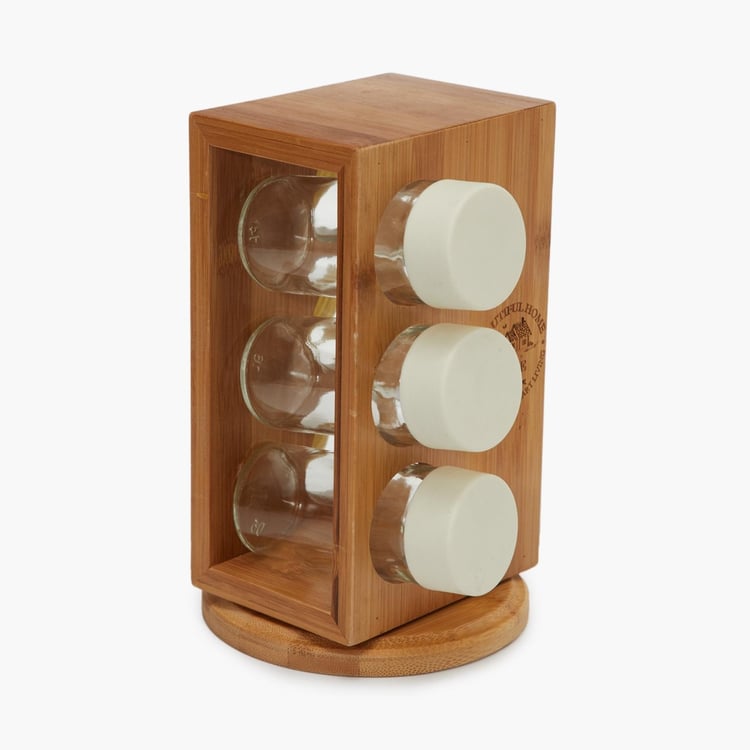 Mendo 7Pcs Bamboo Spice Rack Set