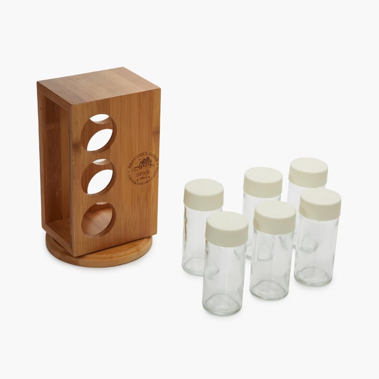 Mendo 7Pcs Bamboo Spice Rack Set