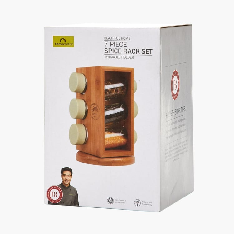 Mendo 7Pcs Bamboo Spice Rack Set