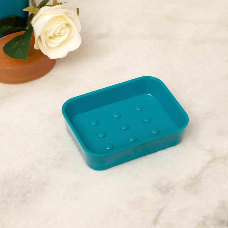 Colour Connect Hilda Daintree Blue Solid Rectangular Soap Dish - 12x9x2.8cm