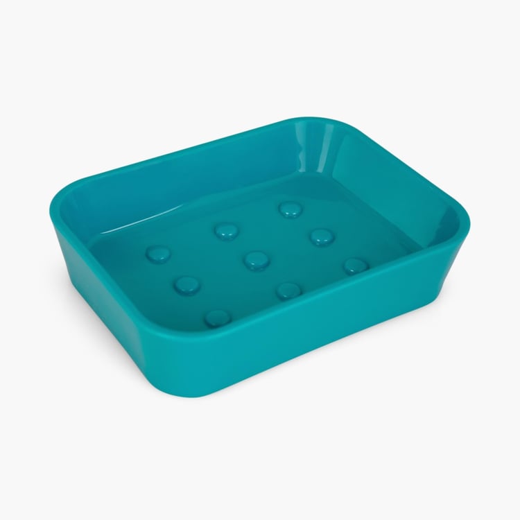 Colour Connect Hilda Daintree Blue Solid Rectangular Soap Dish - 12x9x2.8cm