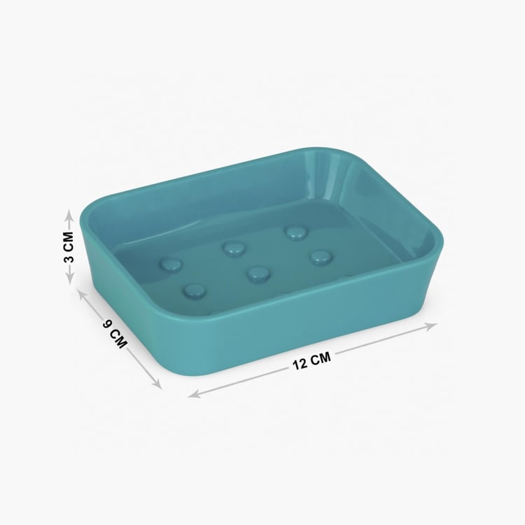 Colour Connect Hilda Daintree Blue Solid Rectangular Soap Dish - 12x9x2.8cm