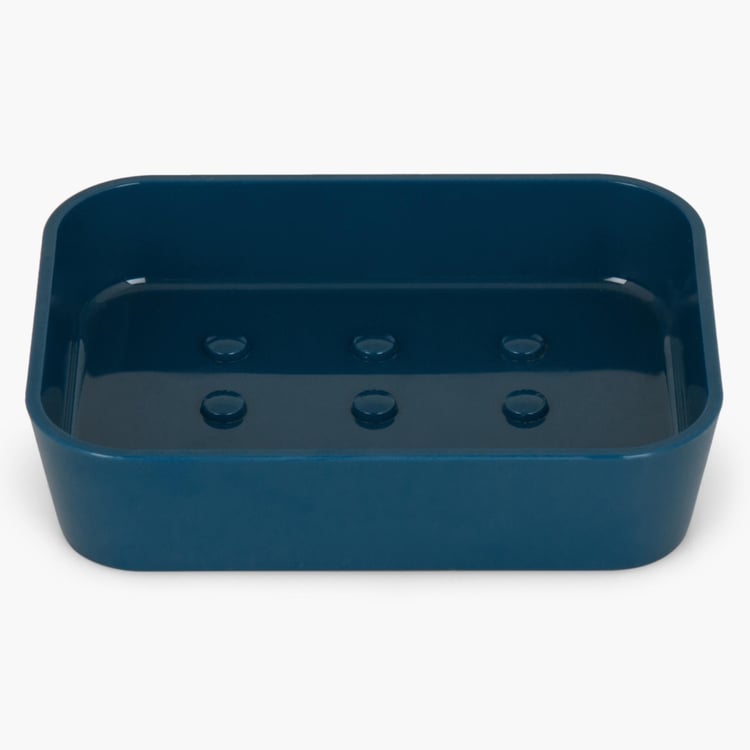 Hilda Jasmine Solid Rectangular Single Pc. Soap Dish - 12 cm x 9 cm x 2.8 cm - Plastic - Blue