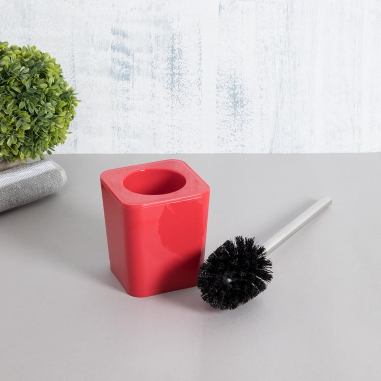 Hilda Red Solid Toilet Brush And Holder Set