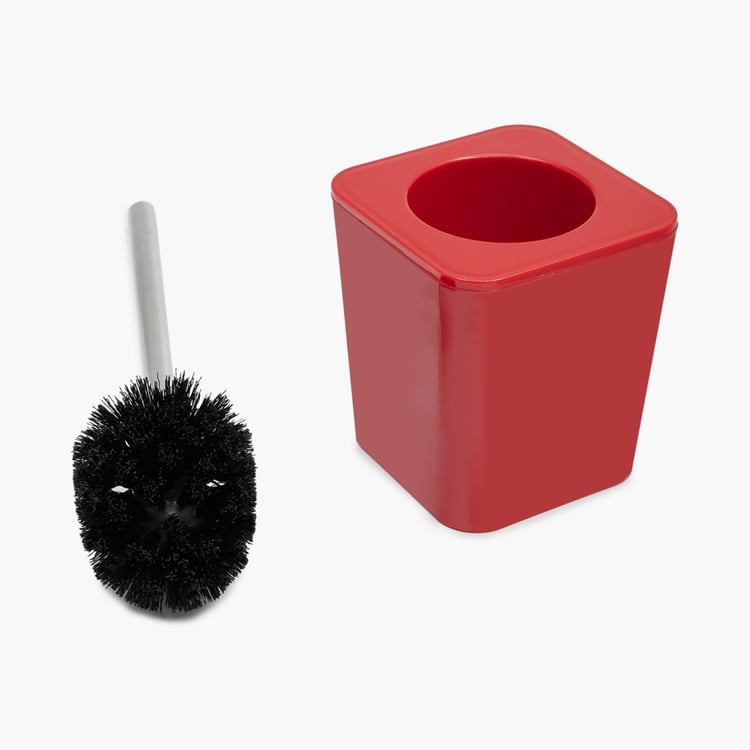 Hilda Red Solid Toilet Brush And Holder Set