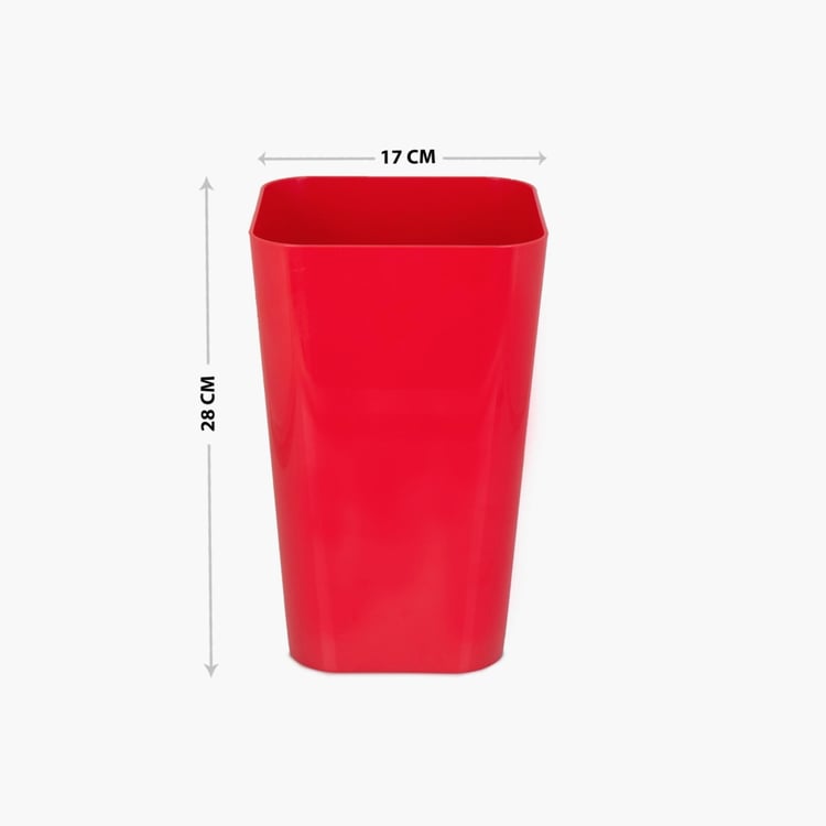Hilda Armon Solid Plastic Dust Bin - 17 cm x 17 cm x 28 cm Red