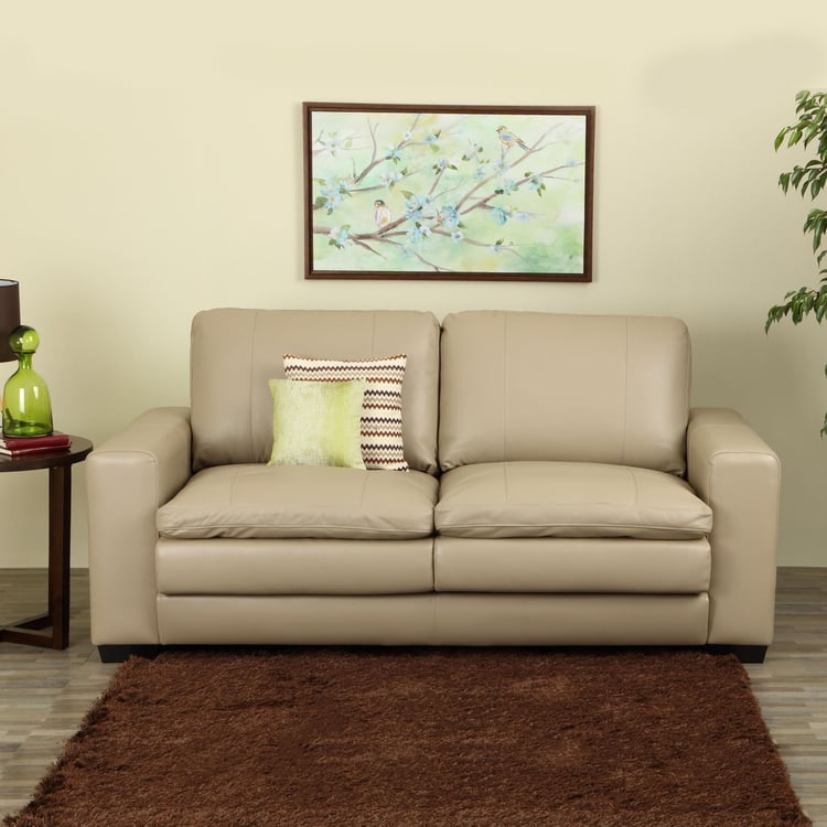 Ace Faux Leather 3-Seater Sofa - Beige