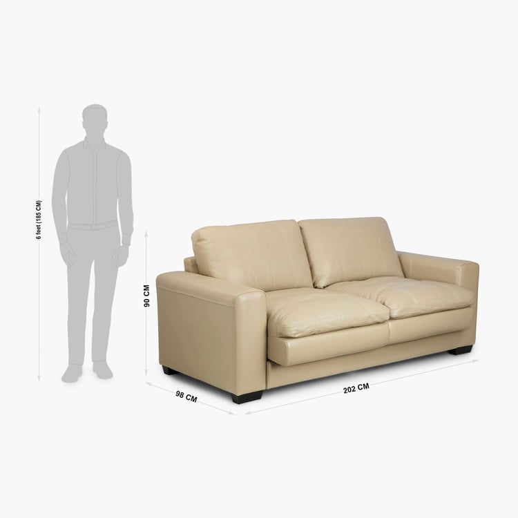Ace Faux Leather 3-Seater Sofa - Beige