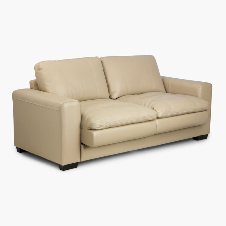 Ace Faux Leather 3-Seater Sofa - Beige