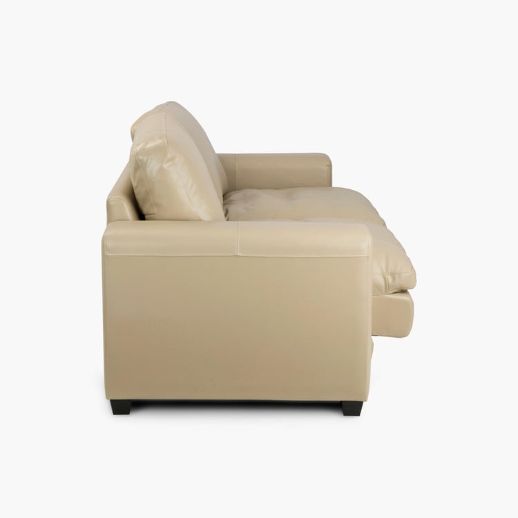Ace Faux Leather 3-Seater Sofa - Beige