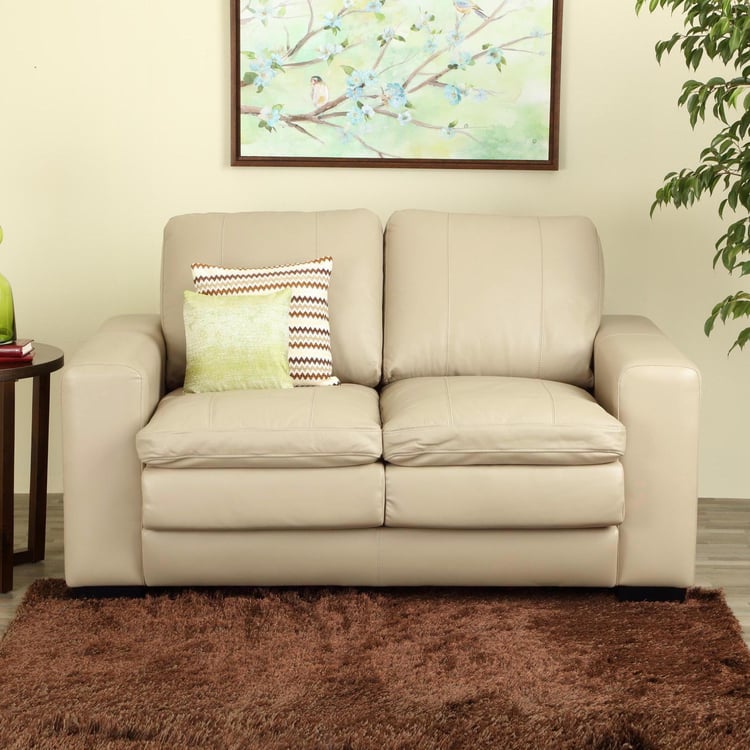 Ace Faux Leather 2-Seater Sofa - Beige