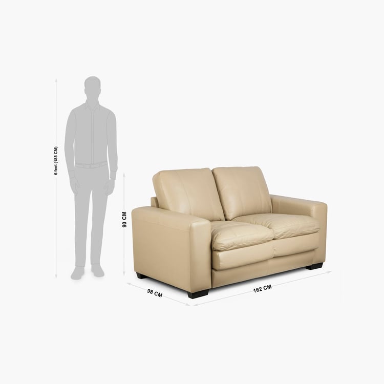 Ace Faux Leather 2-Seater Sofa - Beige