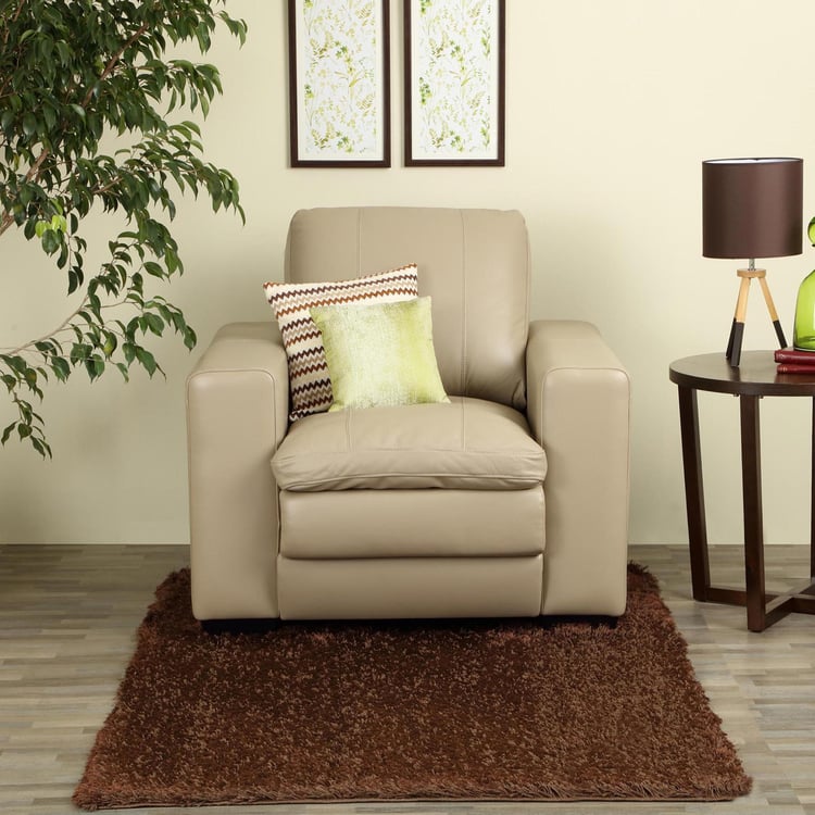 Ace Faux Leather 1-Seater Sofa - Beige