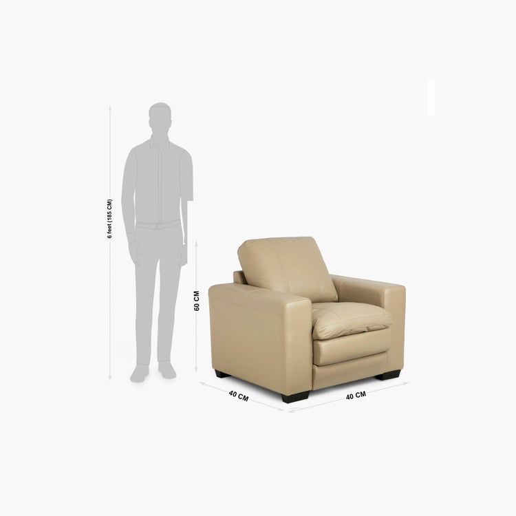 Ace Faux Leather 1-Seater Sofa - Beige