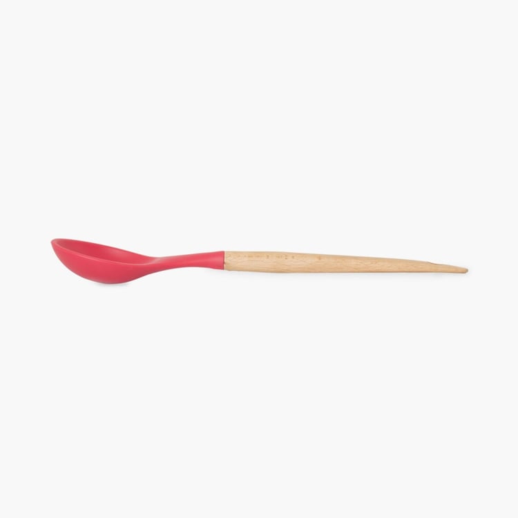 Rosemary Solid Spatulas - Wood - Slotted Spoon 32.5 cm x 7.5 cm x 5.5 cm -Red