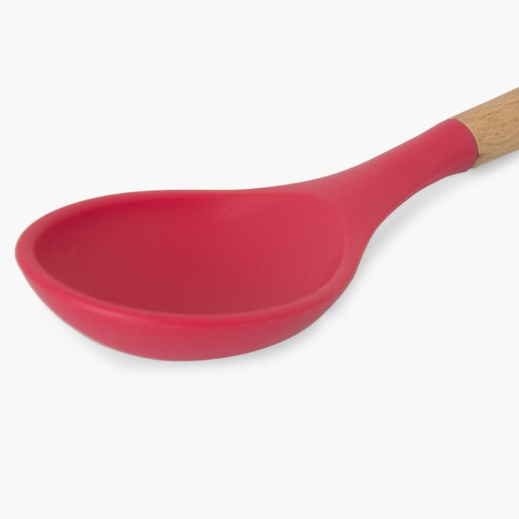 Rosemary Solid Spatulas - Wood - Slotted Spoon 32.5 cm x 7.5 cm x 5.5 cm -Red