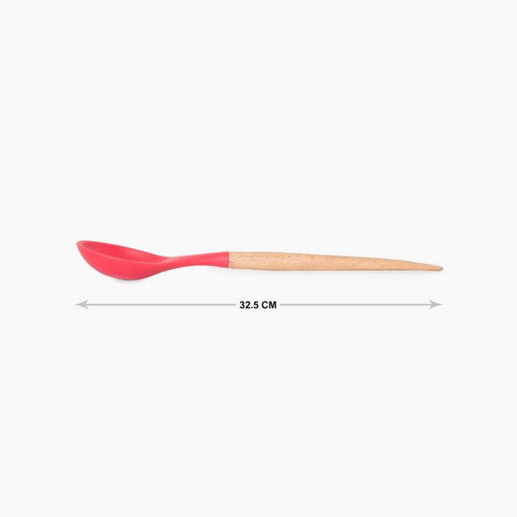 Rosemary Solid Spatulas - Wood - Slotted Spoon 32.5 cm x 7.5 cm x 5.5 cm -Red