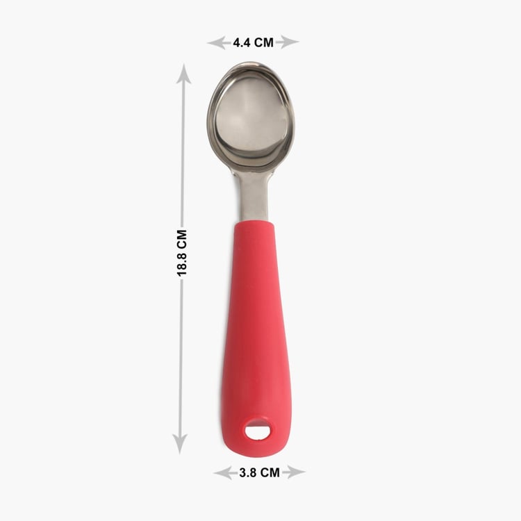 Rosemary-Omega Solid  Ice Cream Scoop - Stainless Steel - Ice Cream Scoop 18.5 cm x 4.3 cm x 3.8 cm -Red