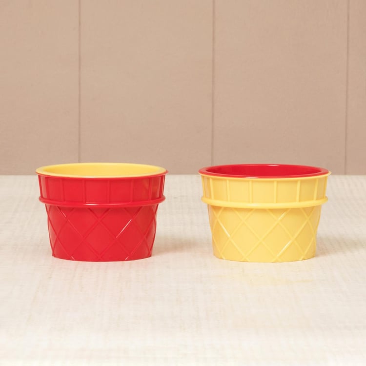 Creston Textured Set - Plastic - Ice Cream Cups - 8.5 cm x 8.5 cm x 6.5 cm - Non-Microwavable - Multicolour
