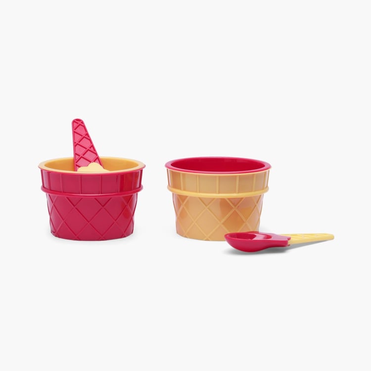 Creston Textured Set - Plastic - Ice Cream Cups - 8.5 cm x 8.5 cm x 6.5 cm - Non-Microwavable - Multicolour