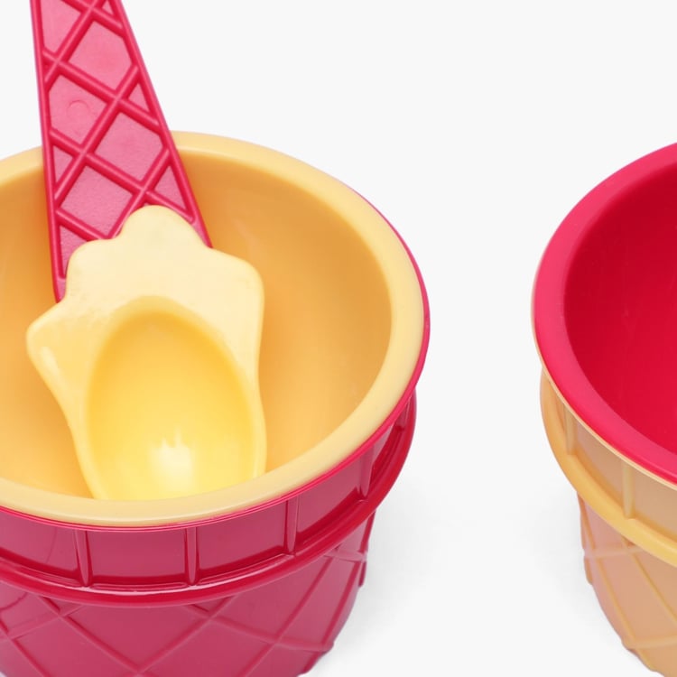 Creston Textured Set - Plastic - Ice Cream Cups - 8.5 cm x 8.5 cm x 6.5 cm - Non-Microwavable - Multicolour