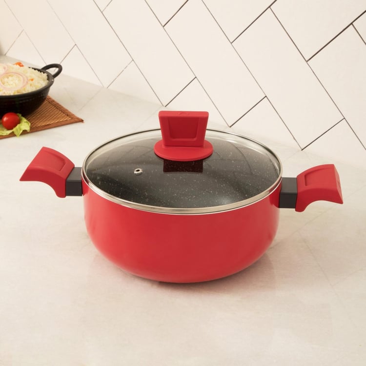 Elite Magnus Red Textured Metal Biryani Pots - 30x6cm