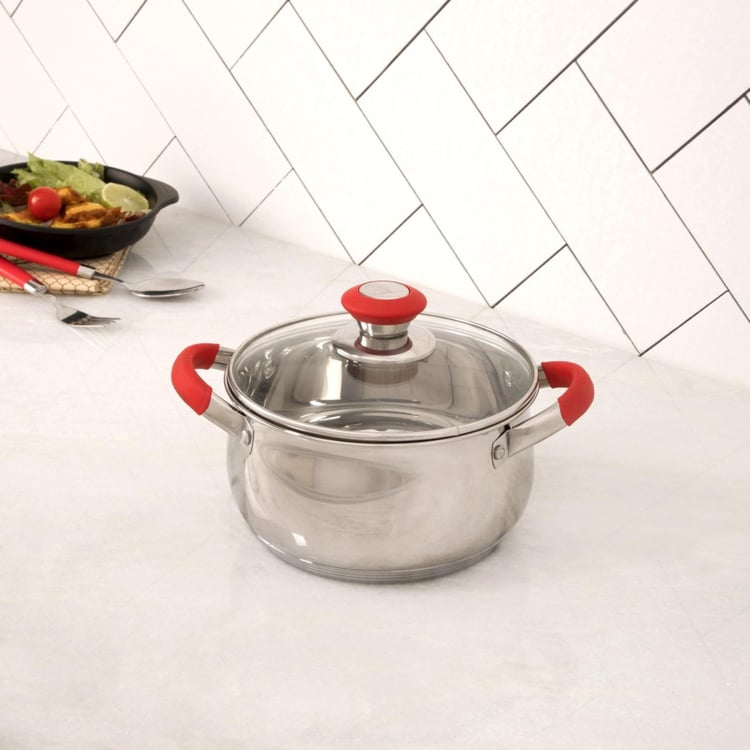 Elite-Magnus Solid Pots - Stainless Steel - Sauce Pot With Glass Lid 25 cm x 17 cm -Silver