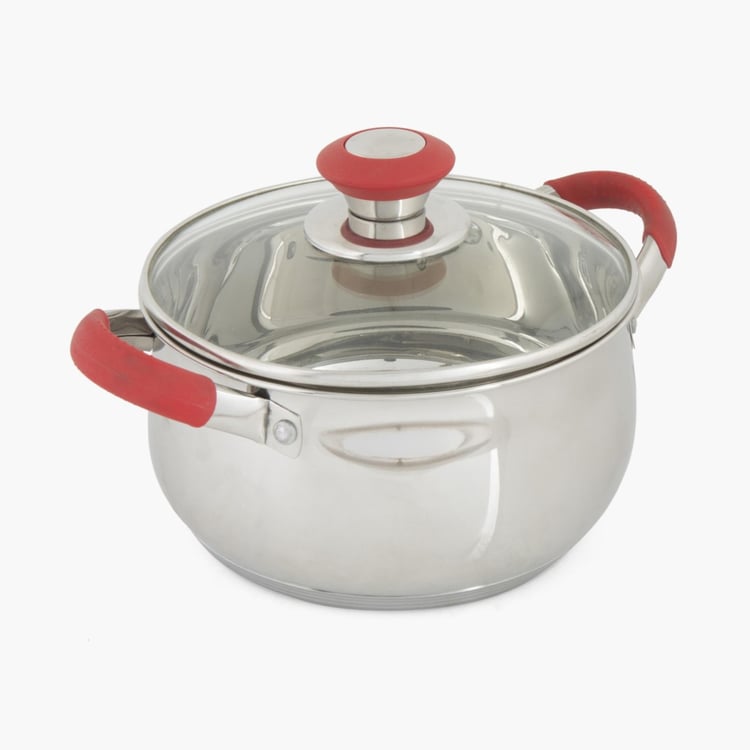 Elite-Magnus Solid Pots - Stainless Steel - Sauce Pot With Glass Lid 25 cm x 17 cm -Silver