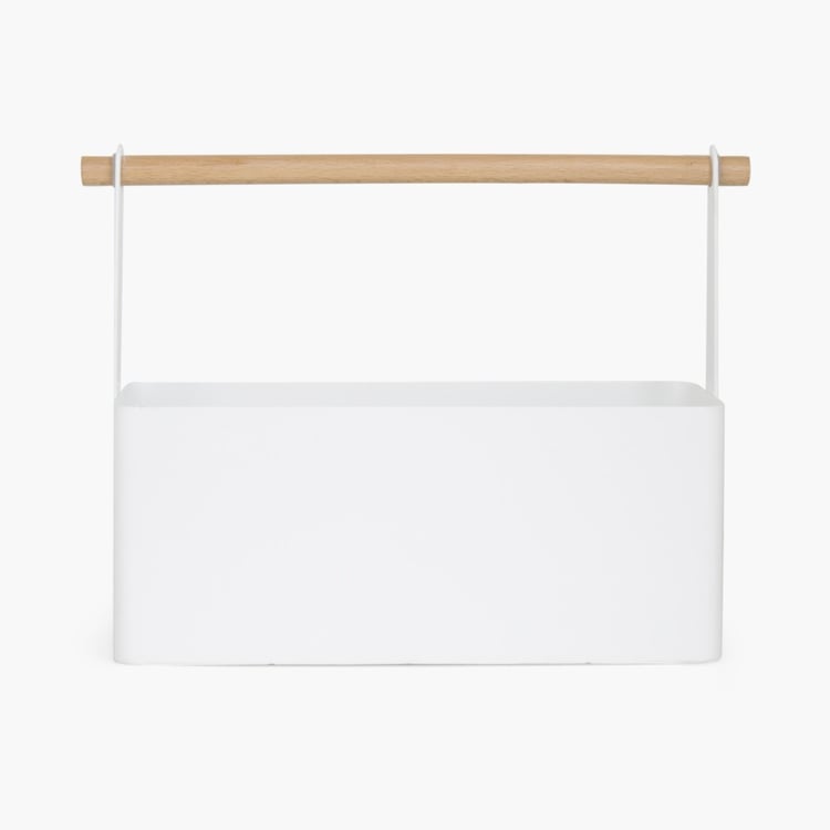 Orion-Mattle White Solid Metal Caddy - 29 x 12.5 x 23.5cm