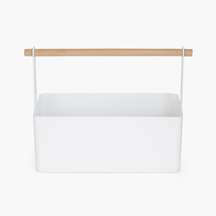 Orion-Mattle White Solid Metal Caddy - 29 x 12.5 x 23.5cm