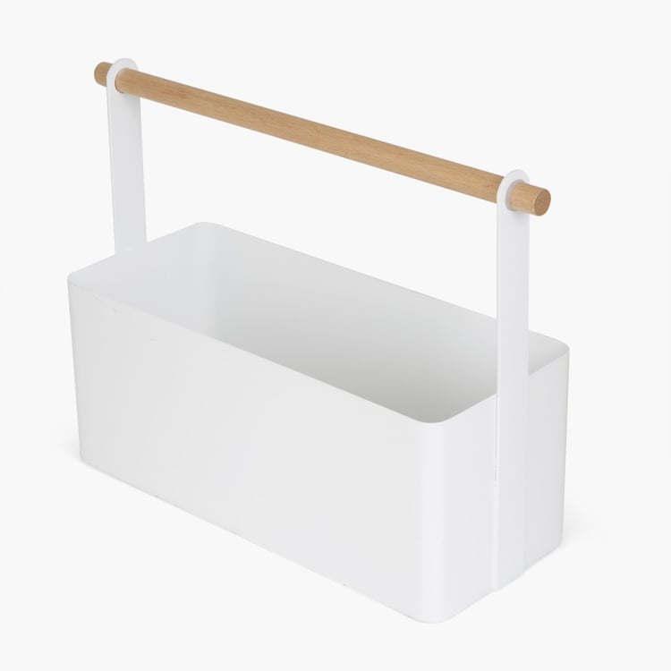 Orion-Mattle White Solid Metal Caddy - 29 x 12.5 x 23.5cm