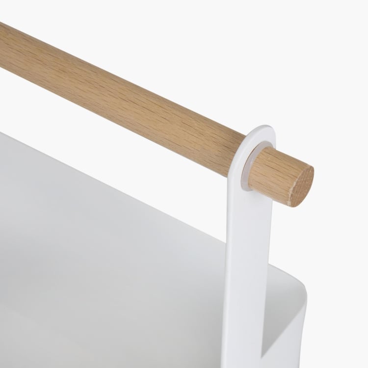 Orion-Mattle White Solid Metal Caddy - 29 x 12.5 x 23.5cm