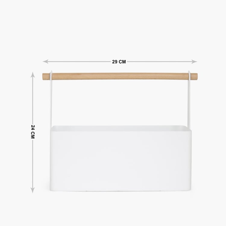 Orion-Mattle White Solid Metal Caddy - 29 x 12.5 x 23.5cm