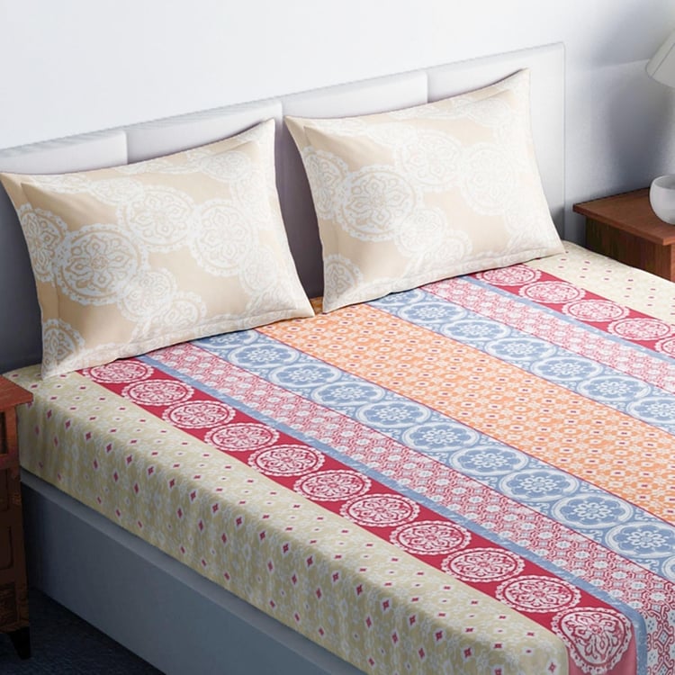 SPACES Essentials Printed Double Bedsheet Set- Pack Of 3 Pcs.