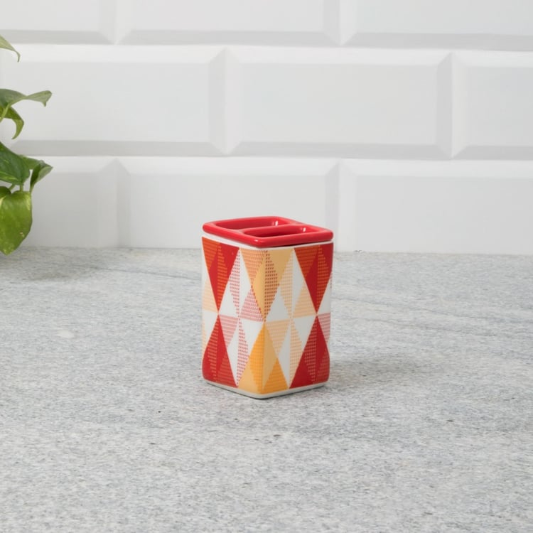 HUDSON DIAMONDS Printed Ceramic Square Toothbrush Holder