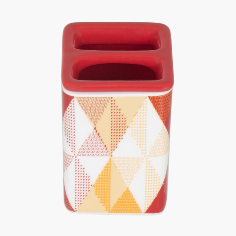 HUDSON DIAMONDS Printed Ceramic Square Toothbrush Holder
